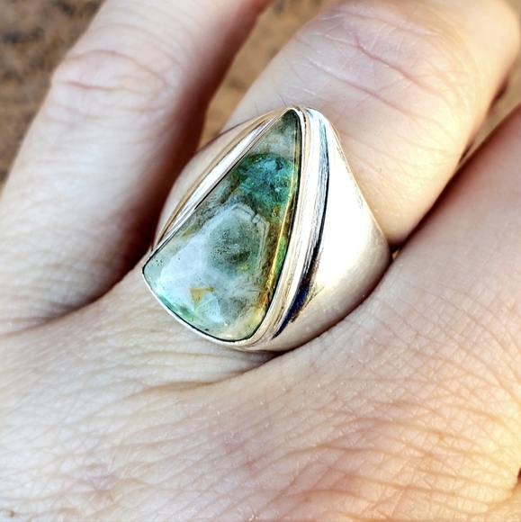 New Men's Chrysocolla 925 Silver Ring. - Picture 5 of 15